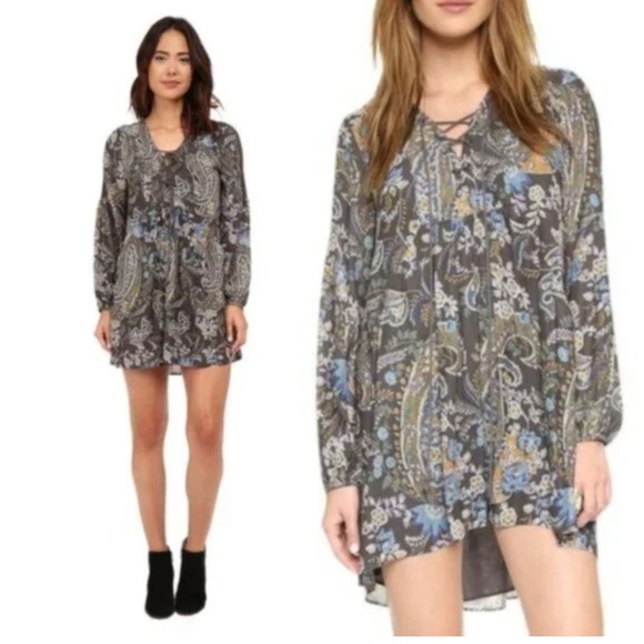 Free People Rain or Shine Mini Dress Tunic Floral Paisley Print - Picture 2 of 11